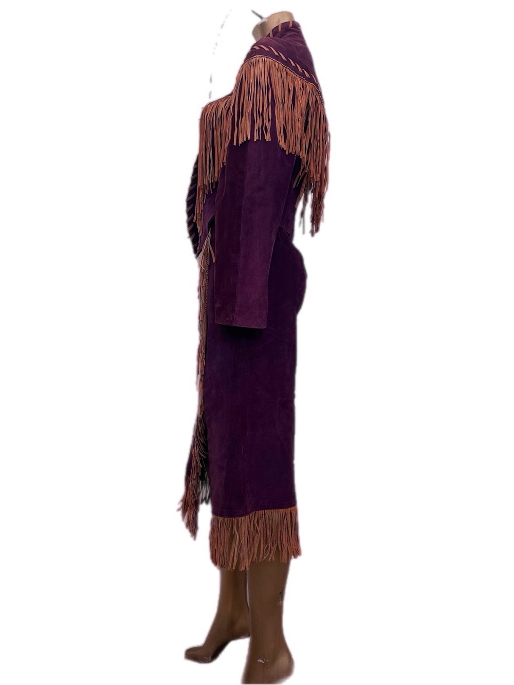 Vintage Frontier Collection Suede Leather Fringe Beaded Jacket/Skirt Set L-5/6 - Picture 8 of 16